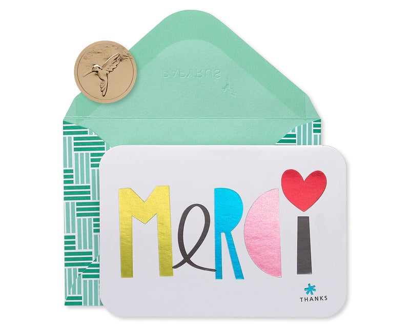Papyrus Thank You Cards with Envelopes, Merci (14-Count) - Image 1